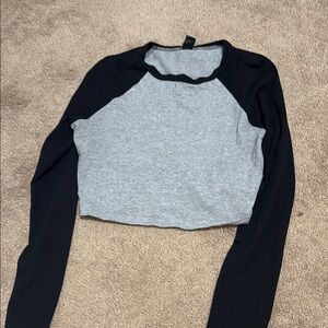 Black and Gray Long Sleeve Women's Top